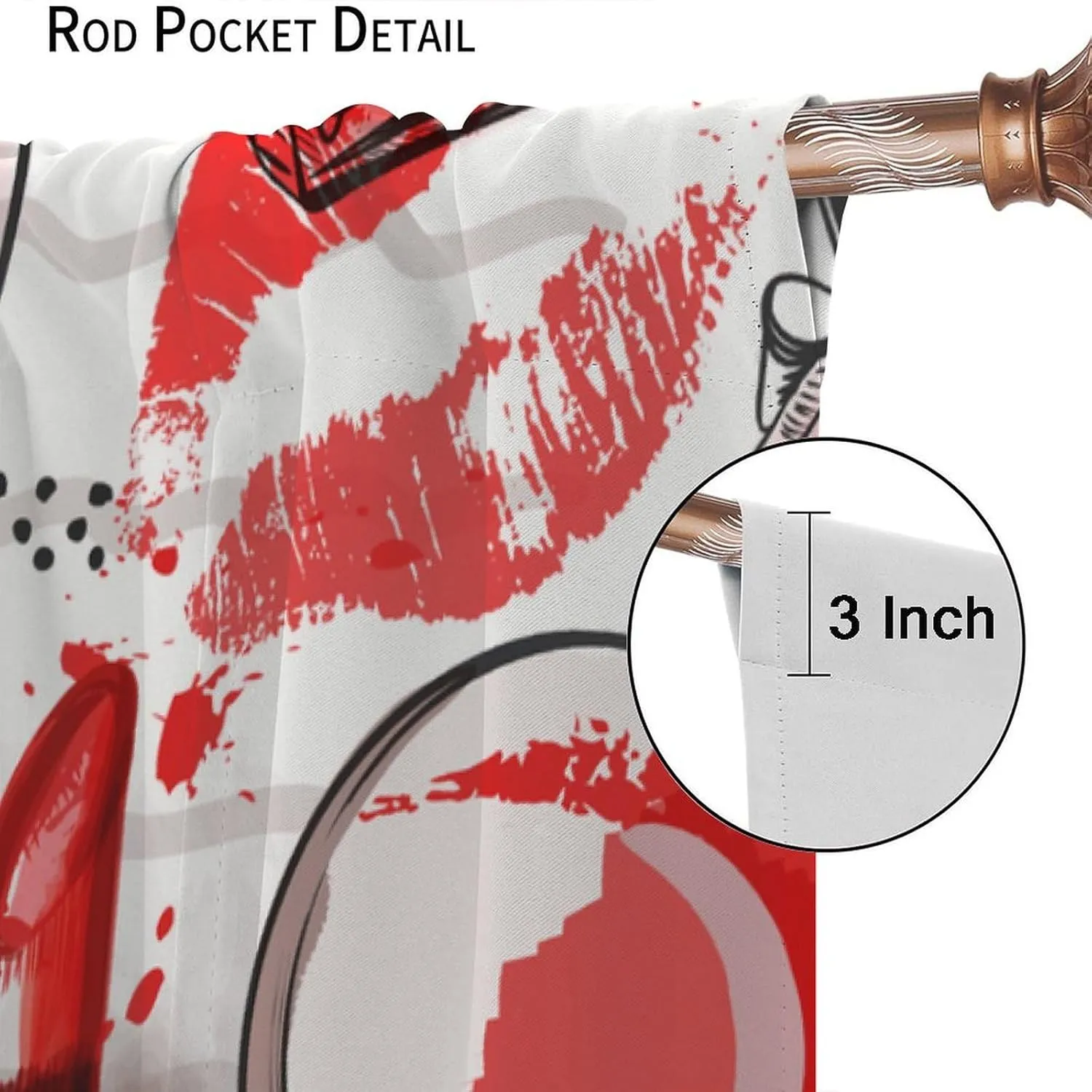 Fashion Girls Curtains, Perfume Red High Heels Sunglasses Romance Window Treatments, Rod Pocket Thermal Insulated Drapes 2 Panel Sets for Bedroom Living Room, 42" W X 45" L【Decor】