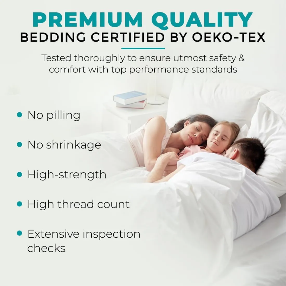 Feather & Stitch 500 TC Queen Size Damask Bed Sheet Set, 100% Cotton Soft Breathable Bedsheets, 4 Piece 18" Deep Pockets Sateen Weave Striped Bedding Mattress Resort Hotel Luxury- (Solid White, Queen)