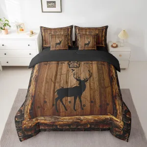 Feelyou Cute Deer Bed in a Bag Boys Queen Size,Deer Foot Print 7 Pieces Bedding Set for Kids Ultra Soft Farmhouse Deer Bed Set Includes Comforter, Sheet Set, Pillowcases,Deer Hunting