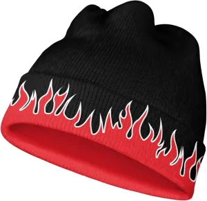 Fire Flame Beanie Hats for Men Women Soft Warm Graphic Beanie Novelty Funny Cuffed Skull Caps Winter Hat