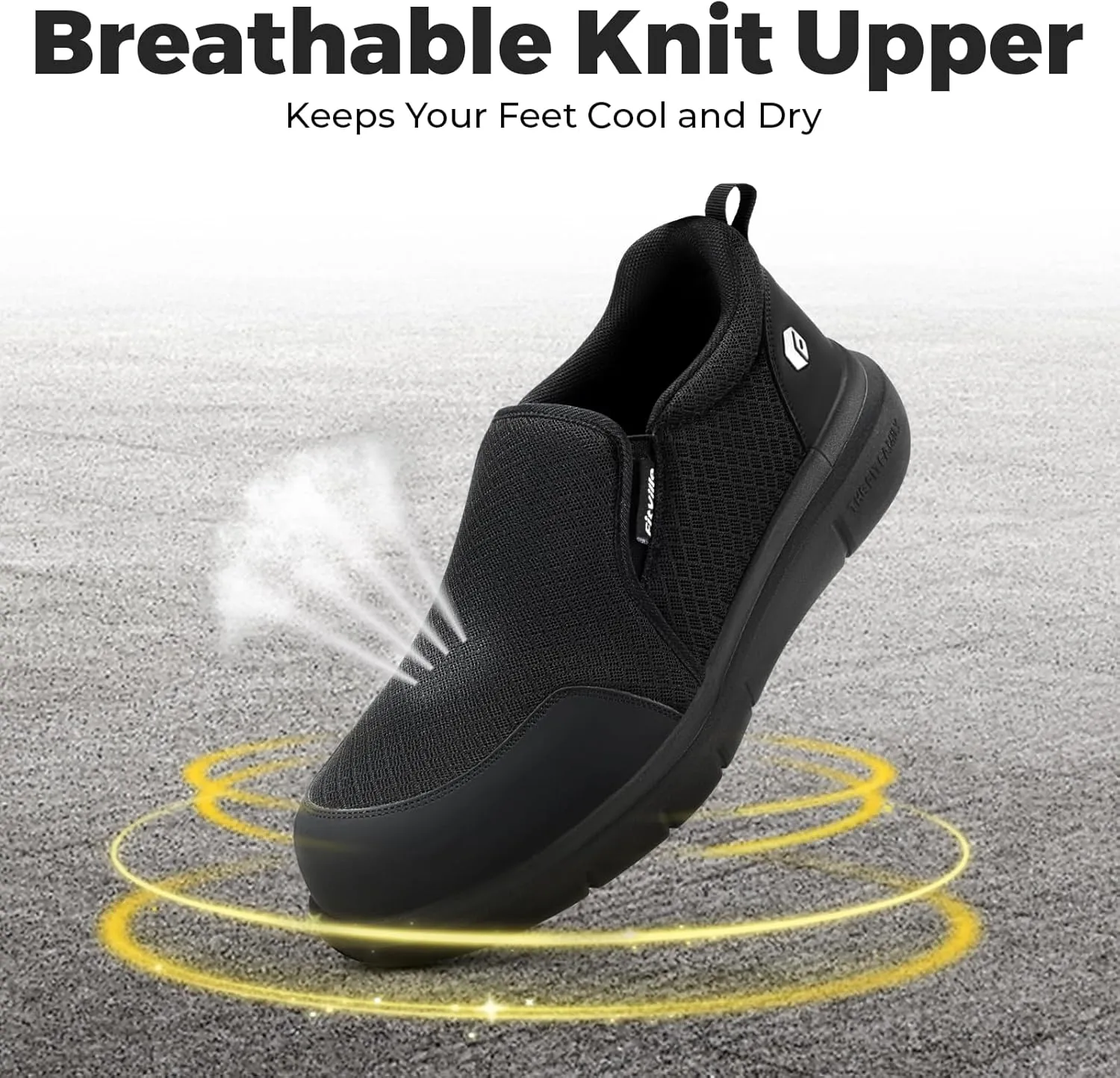 FitVille Slip on Steel Toe Shoes for Men Extra Wide Mens Composite Toe Work Shoes Puncture Proof