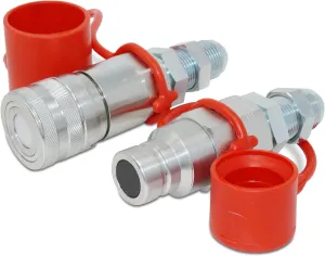 Flat Face Hydraulic Quick Coupler, 3/4" Body x #12 JIC Skid Steer Bulkhead Mount