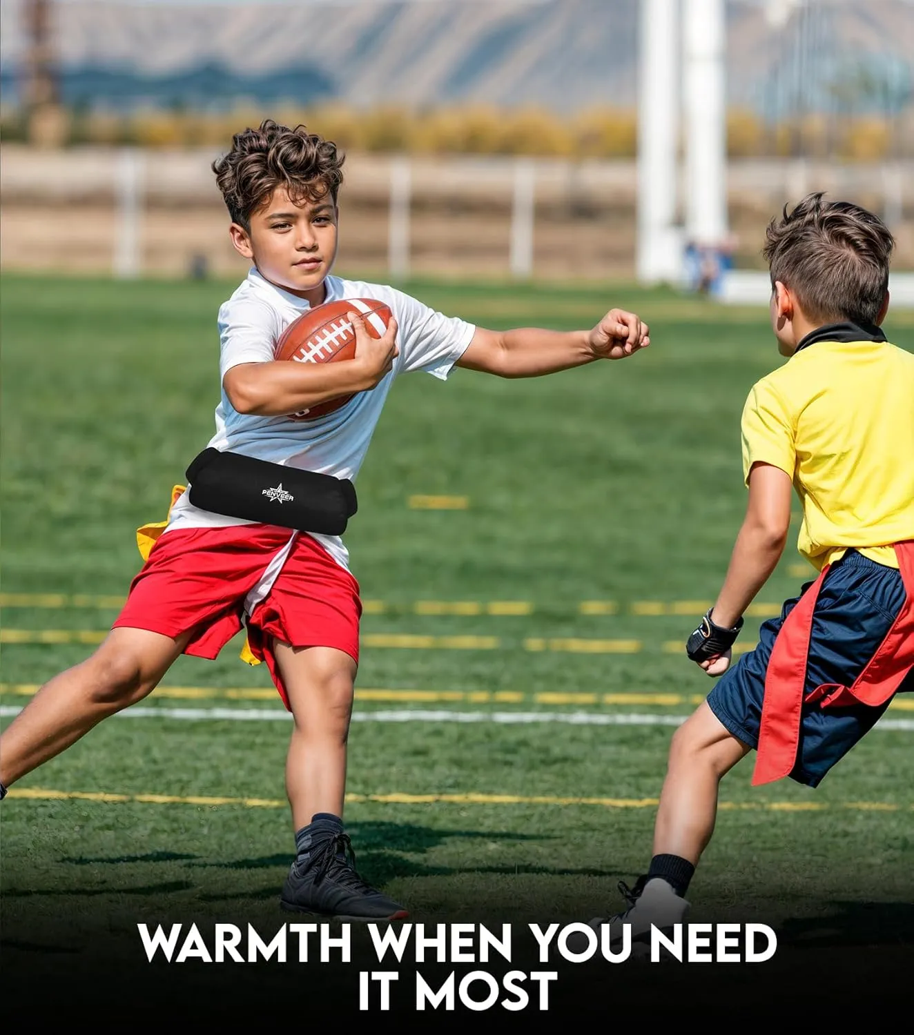 Football Hand Warmer Pouch Youth & Adult, Waterproof Hand Warmers Football with Zipper Pocket and Adjustbale Strap, Best Cold Weather Football Gear