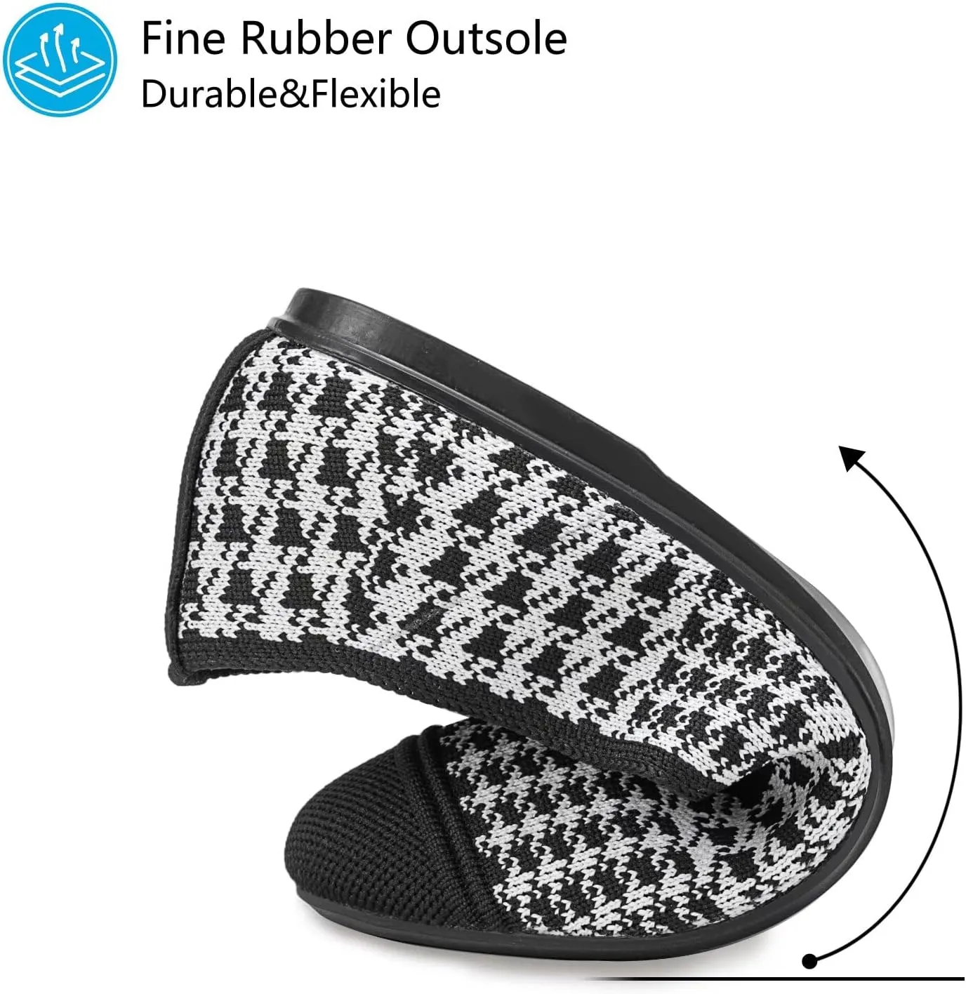 Frank Mully Women’s Ballet Flat Shoes Knit Dress Shoes Round Toe Slip On Ballerina Walking Flats Shoes for Woman Low Wedge Comfort Soft