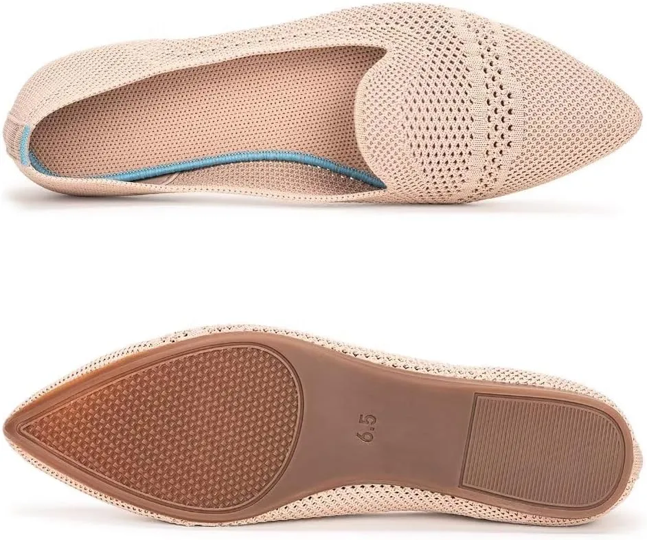 Frank Mully Women's Casual Loafer Flats Slip On Loafer Shoes Comfortable Knit Flat Shoes Classics Pointy Toe Loafer Flats,for Work,Travel