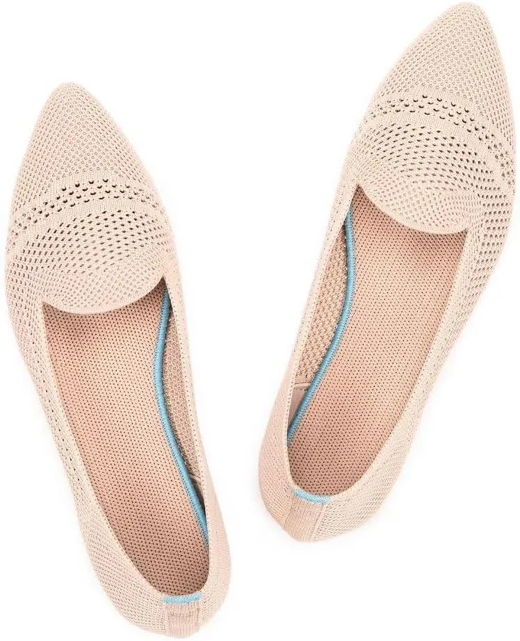 Frank Mully Women's Casual Loafer Flats Slip On Loafer Shoes Comfortable Knit Flat Shoes Classics Pointy Toe Loafer Flats,for Work,Travel