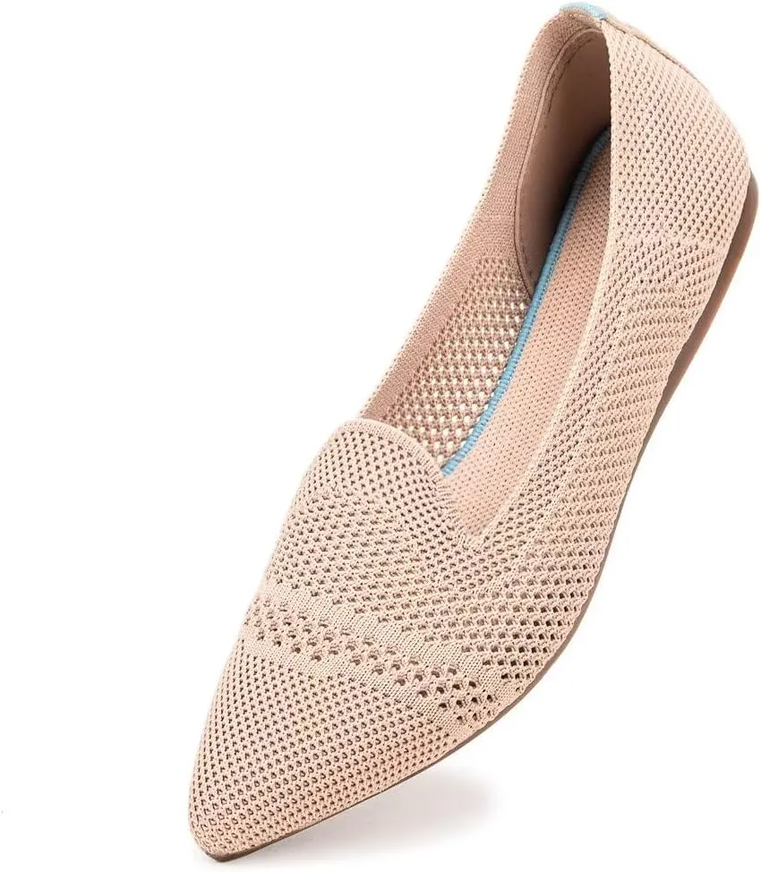Frank Mully Women's Casual Loafer Flats Slip On Loafer Shoes Comfortable Knit Flat Shoes Classics Pointy Toe Loafer Flats,for Work,Travel