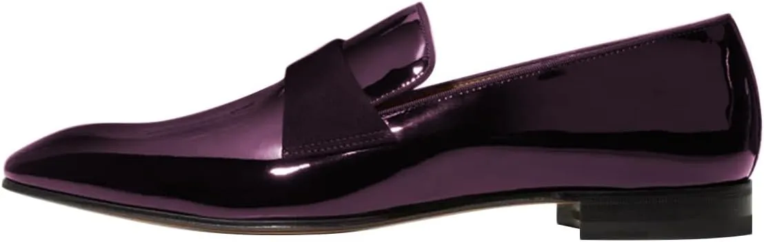 FSJ Men's Square Toe Slip-On Loafers Patent Leather Strap Across Comfortable Casual Formal Wedding Tuxedo Shoes Size 4-16 US