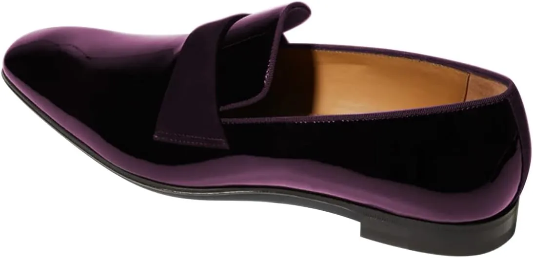 FSJ Men's Square Toe Slip-On Loafers Patent Leather Strap Across Comfortable Casual Formal Wedding Tuxedo Shoes Size 4-16 US