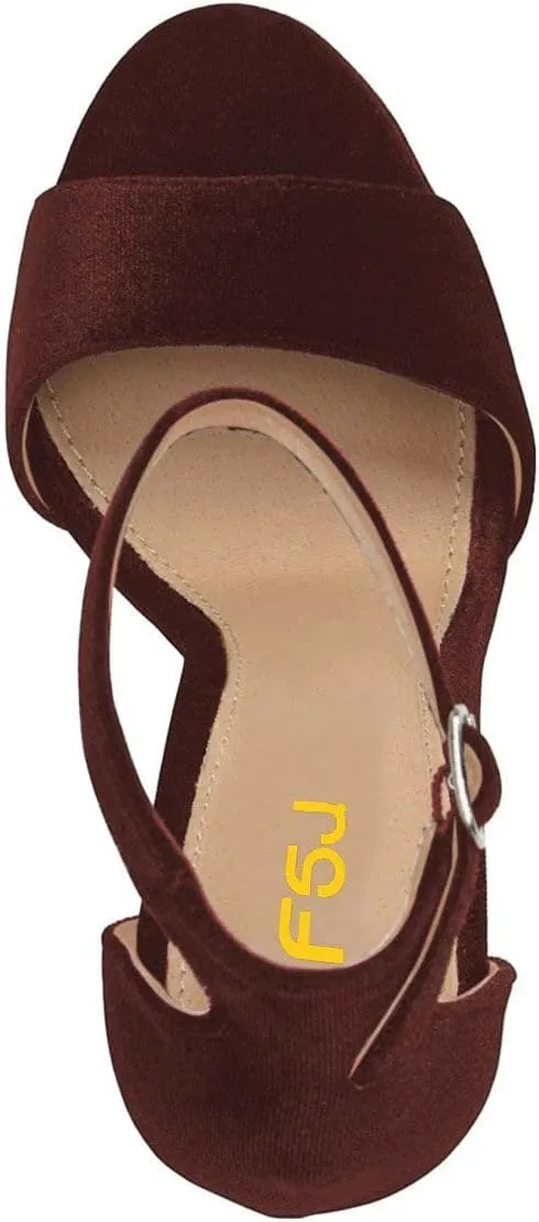 FSJ Women Sexy Ankle Strap Platform Sandal Chunky High Heel Open Toe Summer Shoe Size 4-15 M US