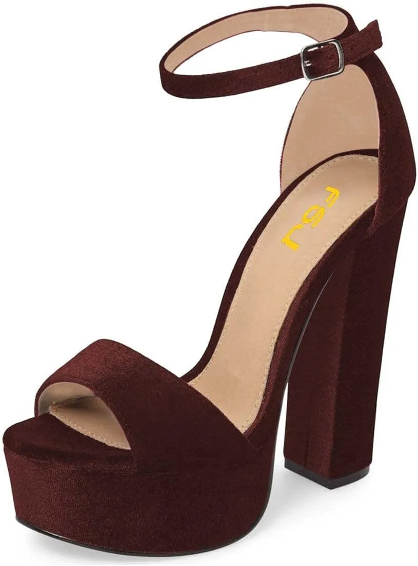 FSJ Women Sexy Ankle Strap Platform Sandal Chunky High Heel Open Toe Summer Shoe Size 4-15 M US