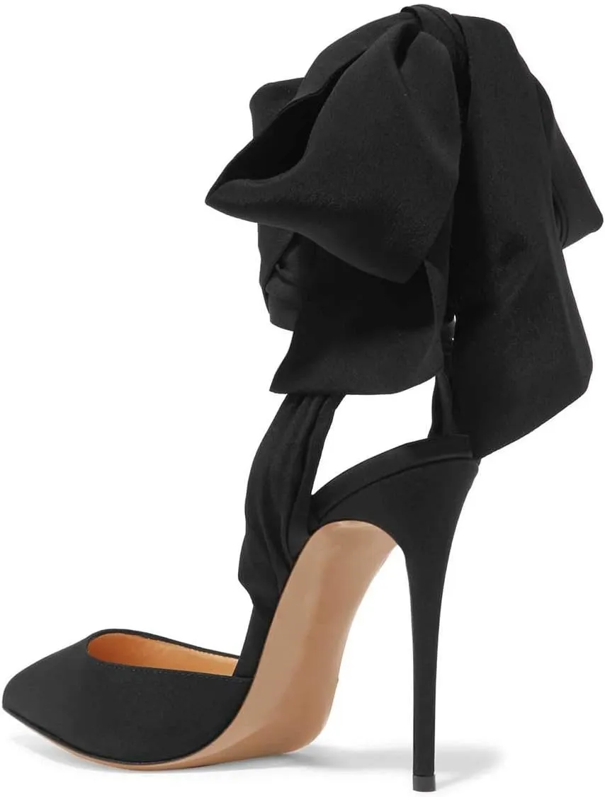 FSJ Women Strappy Ankle Wrap Sandal Ribbon Lace-up Stiletto High Heels Pointed Toe D'Orsay Slingback Pump Shoe Size 4-15 US
