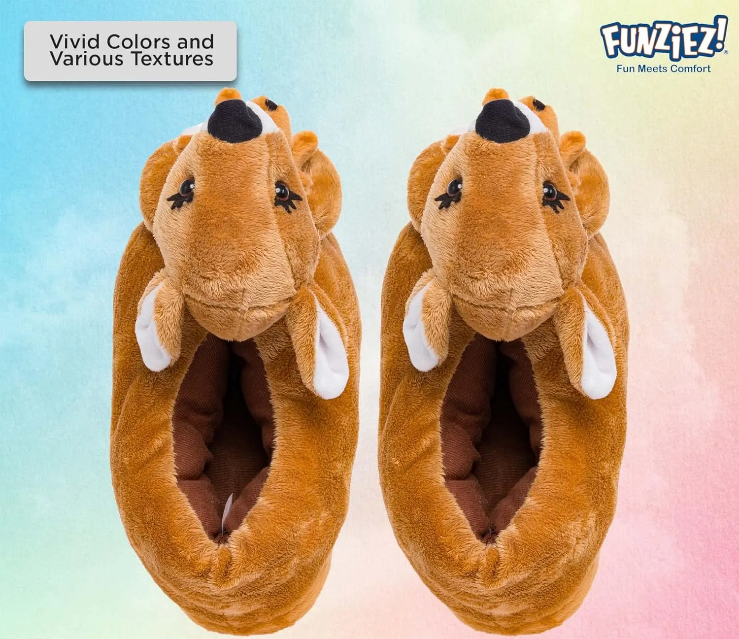 Funziez! Fuzzy Animal Slippers Womens & Mens, Funny Indoor House Shoes, Cute Stocking Stuffer Gift Holiday Christmas Hanukkah
