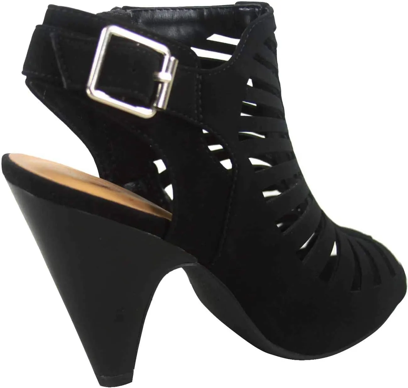 FZ-Shaky-s Women's Sexy Strappy Peep Toe Slingback Buckle Chunky Heel Sandal Shoes