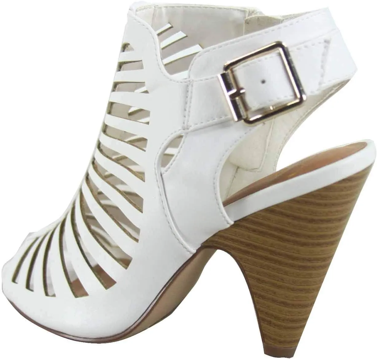 FZ-Shaky-s Women's Sexy Strappy Peep Toe Slingback Buckle Chunky Heel Sandal Shoes