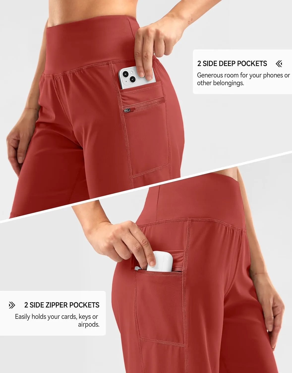 G Gradual Women's High Waisted 9" Bermuda Shorts with Zipper Pockets Athletic Workout Long Shorts for Women Knee Length