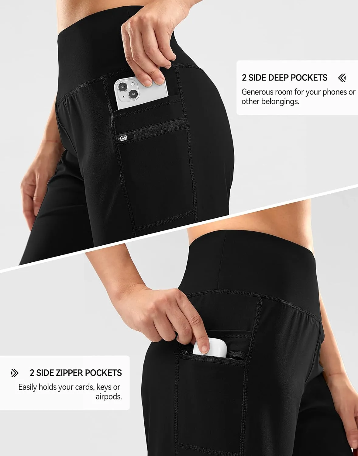 G Gradual Women's High Waisted 9" Bermuda Shorts with Zipper Pockets Athletic Workout Long Shorts for Women Knee Length