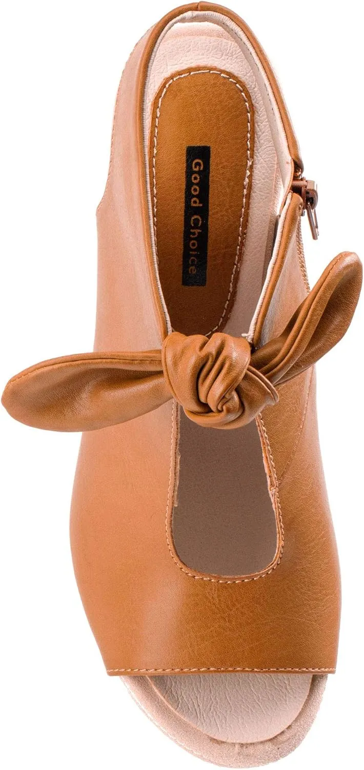 GC Shoes Women's Low Heeled Peep Toe Dress Pumps, 2.5 Inch Ankle Bootie Sandals, Casual & Dressy Block Heels