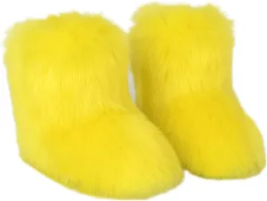 Gegefur Girls Boys Kids Faux Fur Boots Furry Fuzzy Fluffy Warm Winter Snow Boots Flat Shoes Outdoor
