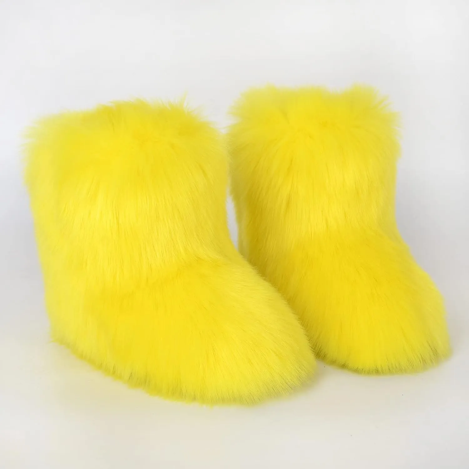 Gegefur Girls Boys Kids Faux Fur Boots Furry Fuzzy Fluffy Warm Winter Snow Boots Flat Shoes Outdoor