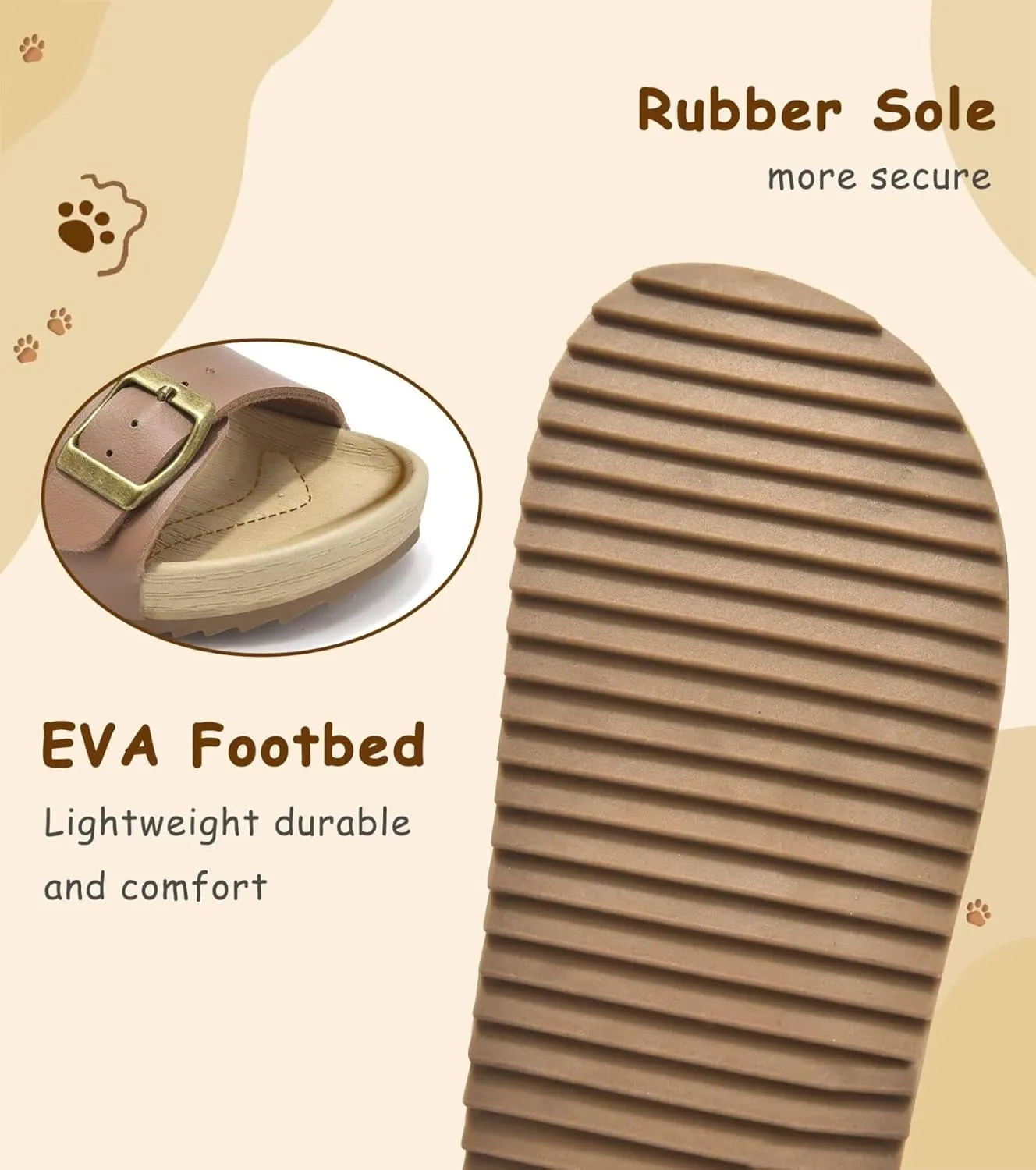 Girls Boys Sandal Adjustable Double Buckle Casual Flat Open Toe Lightweight Summer Shoes Hook Loop Sandal for Toddler Little Big Kid