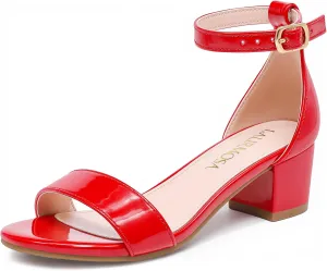 Girls High Heels Sandal for Girls Open Toe Ankle Buckle Strap Dress Shoes for Little Big Kids in Wedding Party Block Chunky Pump Sandals