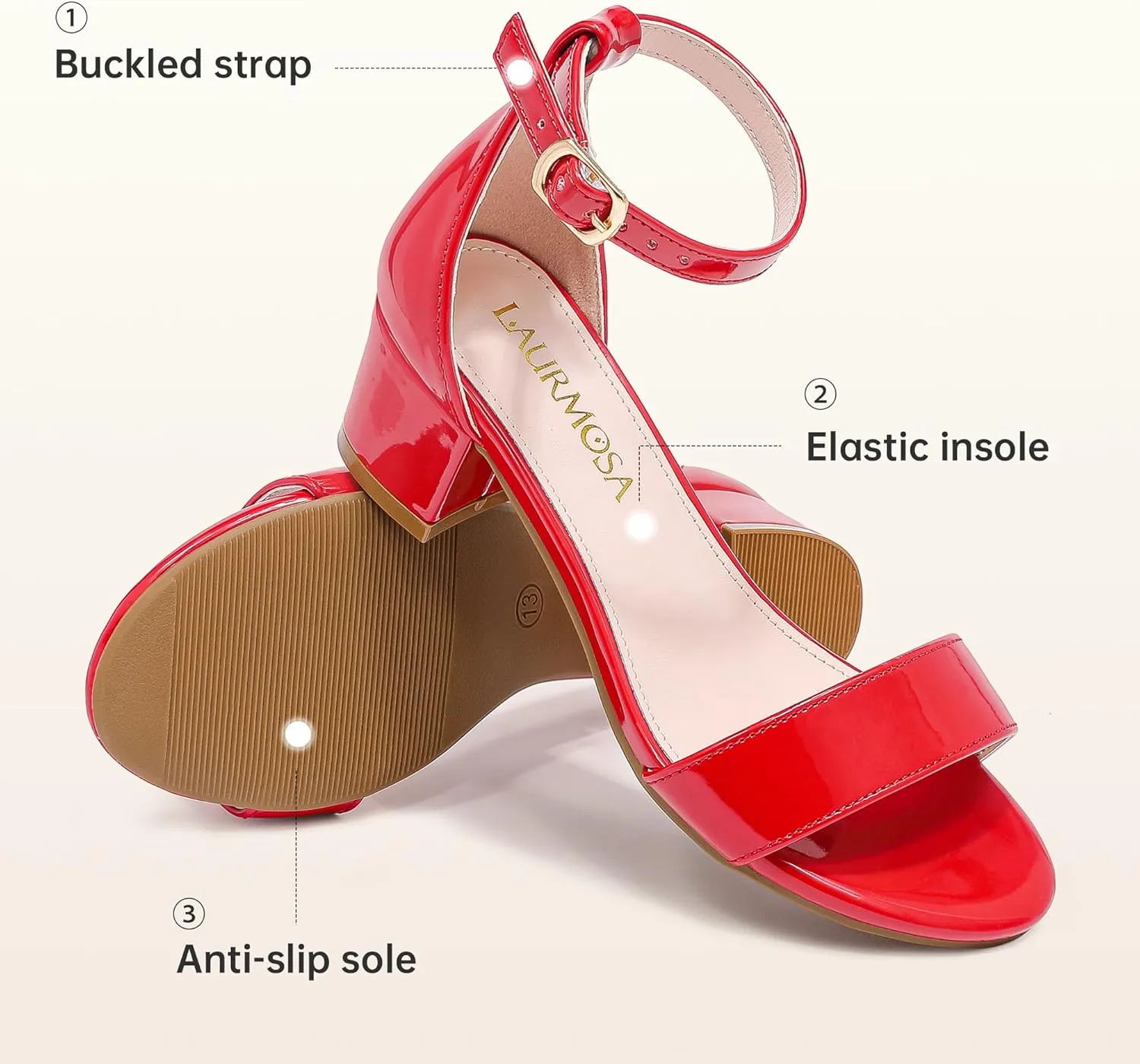Girls High Heels Sandal for Girls Open Toe Ankle Buckle Strap Dress Shoes for Little Big Kids in Wedding Party Block Chunky Pump Sandals