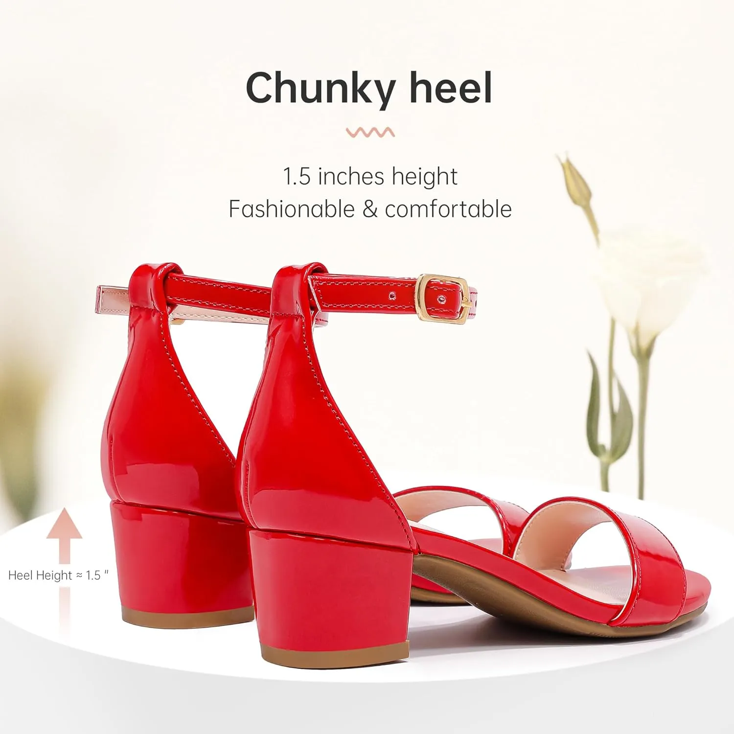 Girls High Heels Sandal for Girls Open Toe Ankle Buckle Strap Dress Shoes for Little Big Kids in Wedding Party Block Chunky Pump Sandals