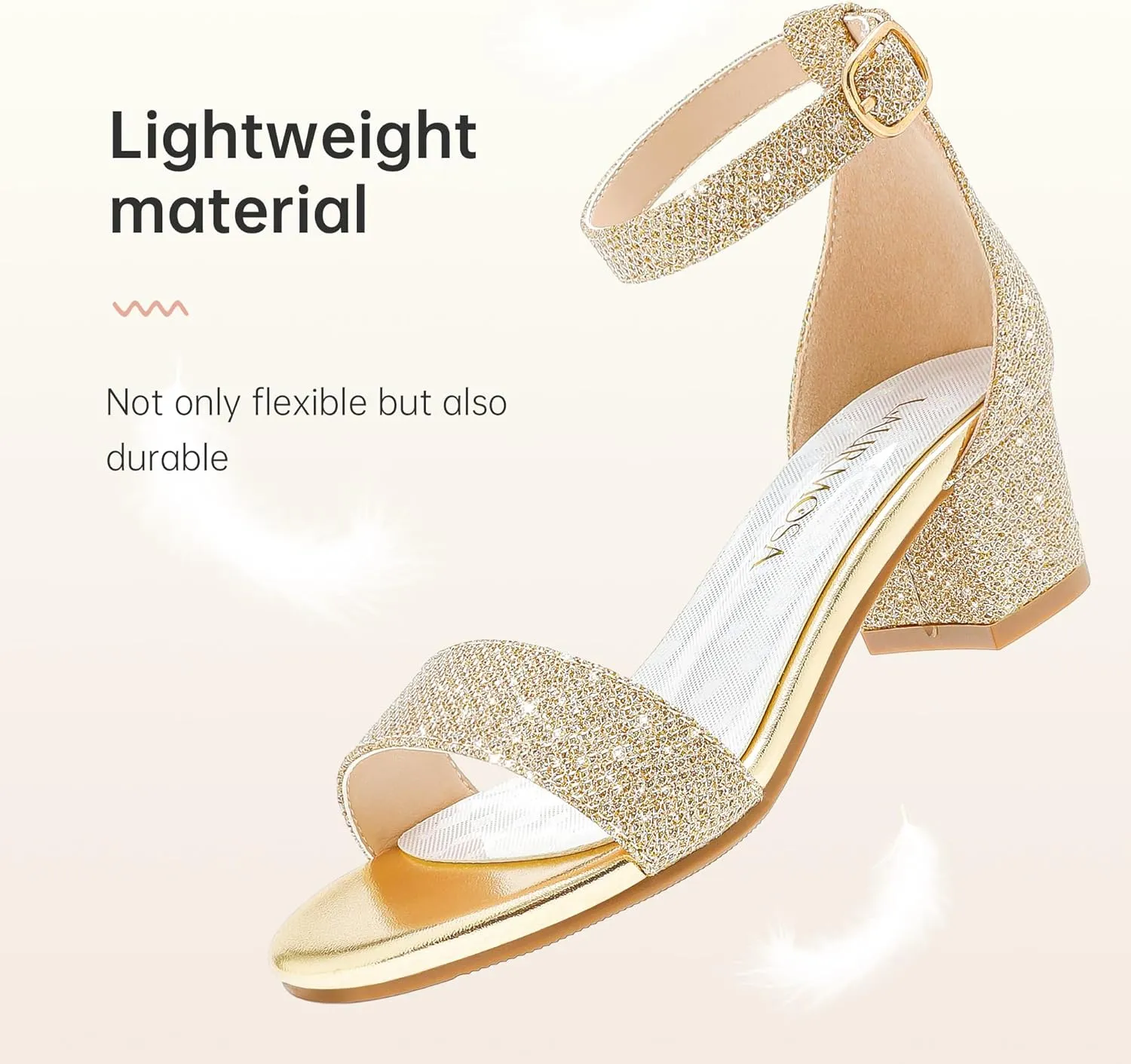 Girls High Heels Sandal for Girls Open Toe Ankle Buckle Strap Dress Shoes for Little Big Kids in Wedding Party Block Chunky Pump Sandals