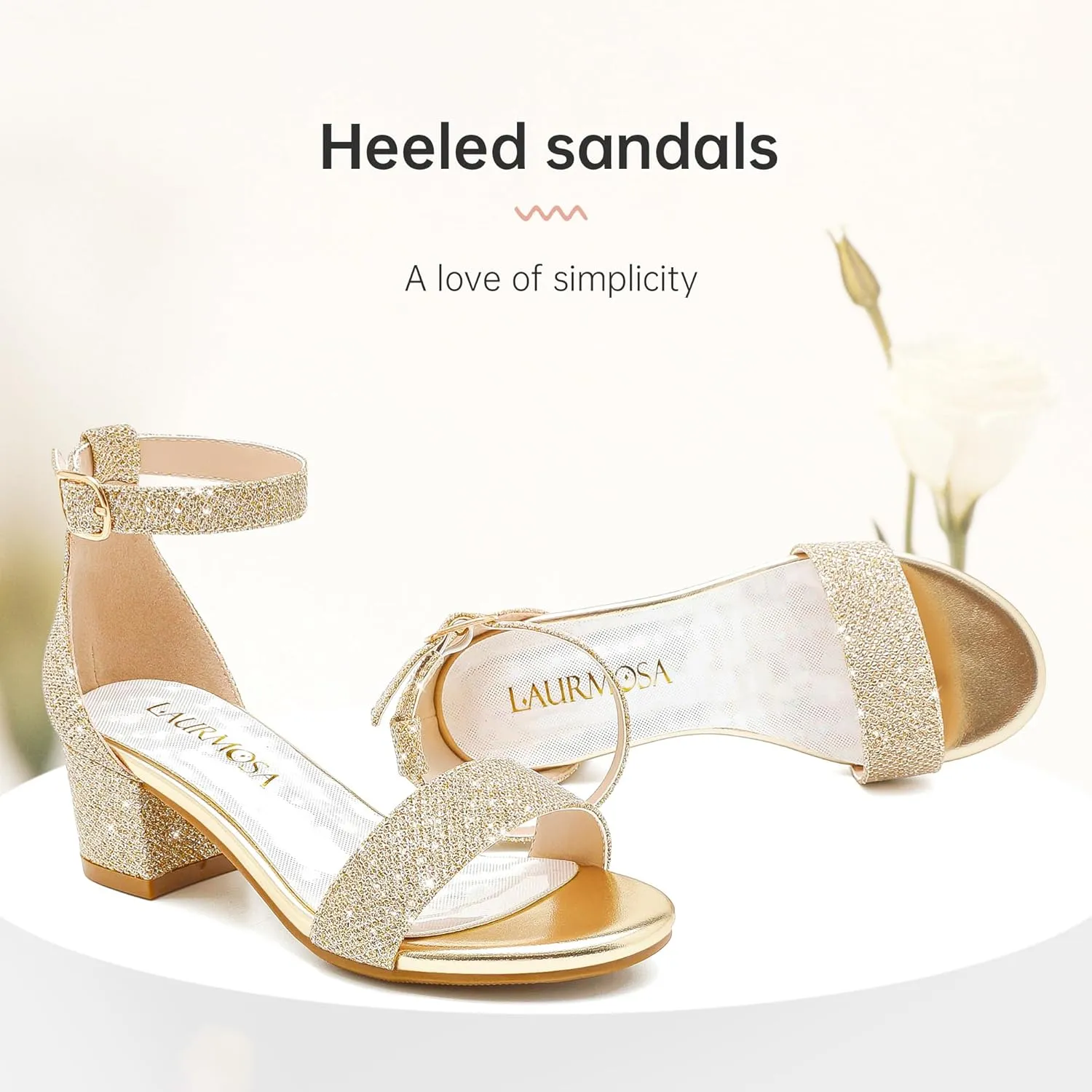 Girls High Heels Sandal for Girls Open Toe Ankle Buckle Strap Dress Shoes for Little Big Kids in Wedding Party Block Chunky Pump Sandals