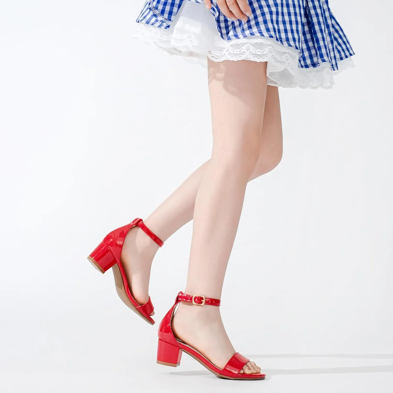 Girls High Heels Sandal for Girls Open Toe Ankle Buckle Strap Dress Shoes for Little Big Kids in Wedding Party Block Chunky Pump Sandals