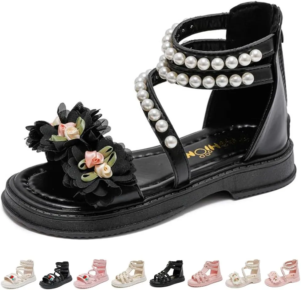 Girls Sandals Wedge Flatform Open Toe Gladiator Strappy Flat Sandals Platform Low Heels Sandals Summer Shoes with Zipper for Toddler/Little Kid/Big Kid