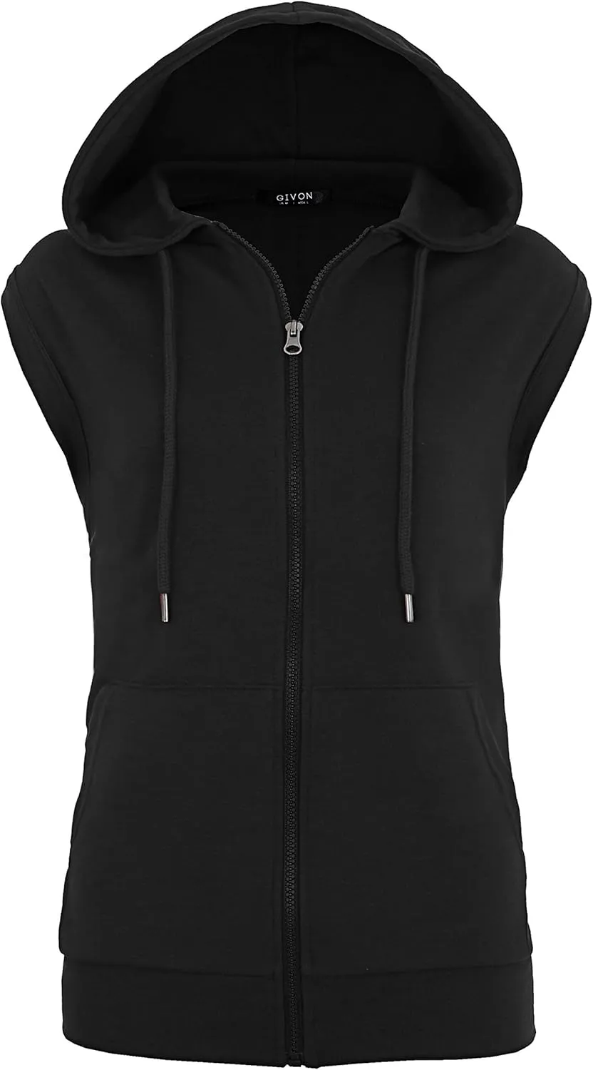 GIVON Women's Lightweight Hooded Vest Sleeveless 1/4 Zip Pullover Casual Hoodie Sweatshirt with Pockets