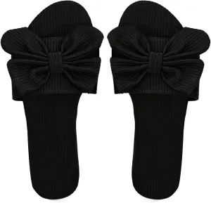 GORGLITTER Women's Bow Knot Flat Sandals Open Toe Slip On Slide Slipper Flats