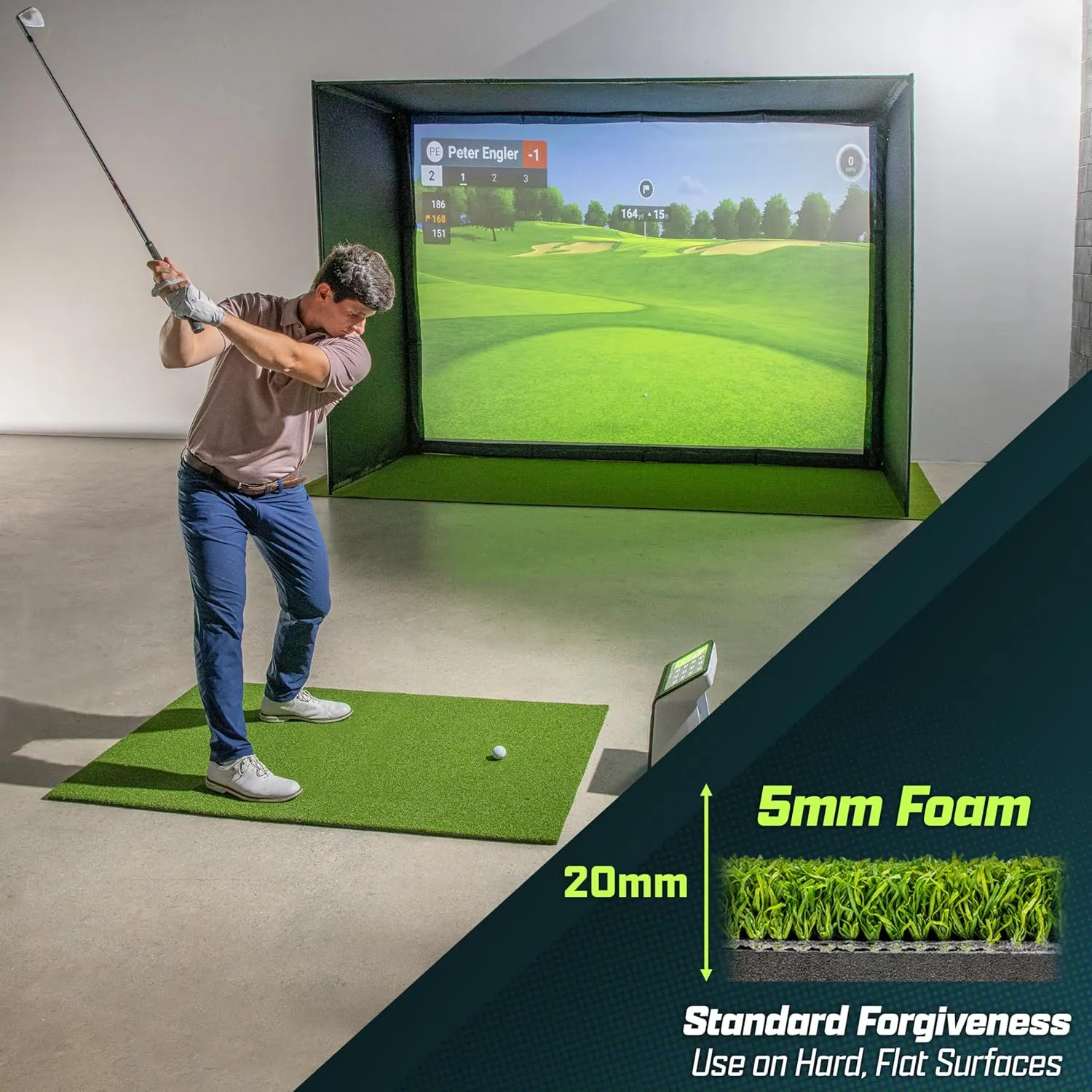 GoSports PRO Golf Hitting Mats for Indoor/Outdoor Practice – Choose Size – Turf Driving Range Mats for Golf Simulators and Practice
