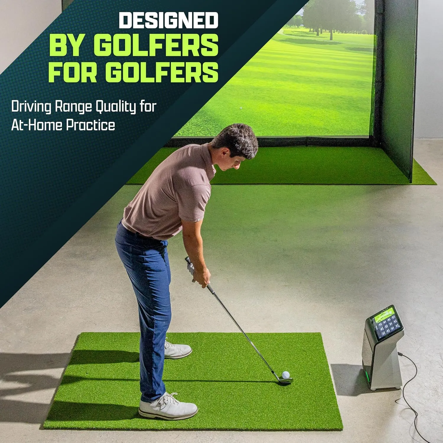 GoSports PRO Golf Hitting Mats for Indoor/Outdoor Practice – Choose Size – Turf Driving Range Mats for Golf Simulators and Practice