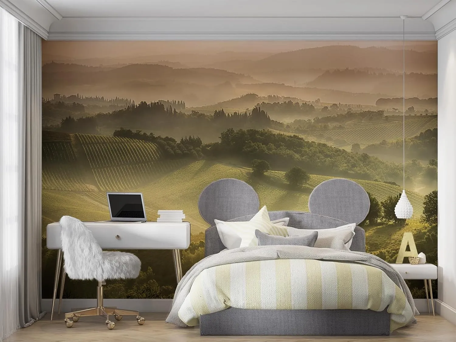 Green Forest Wall Murals Sunshine Plateau Natural Scenery Mural Wallpaper Non-Self-Adhesive Photo Wallpaper for Bedroom Bathroom Kitchen 196.85" W x 124.8" H