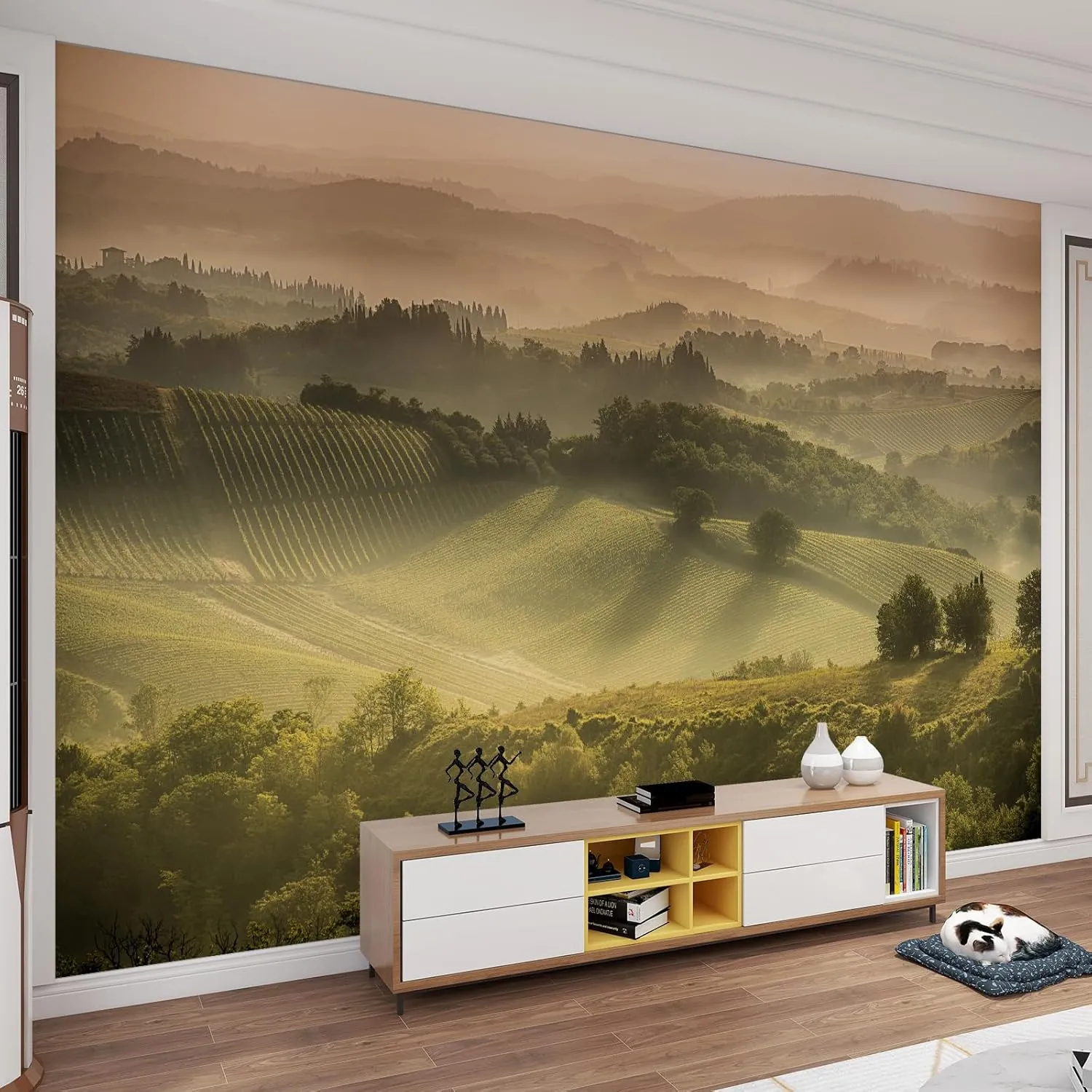 Green Forest Wall Murals Sunshine Plateau Natural Scenery Mural Wallpaper Non-Self-Adhesive Photo Wallpaper for Bedroom Bathroom Kitchen 196.85" W x 124.8" H
