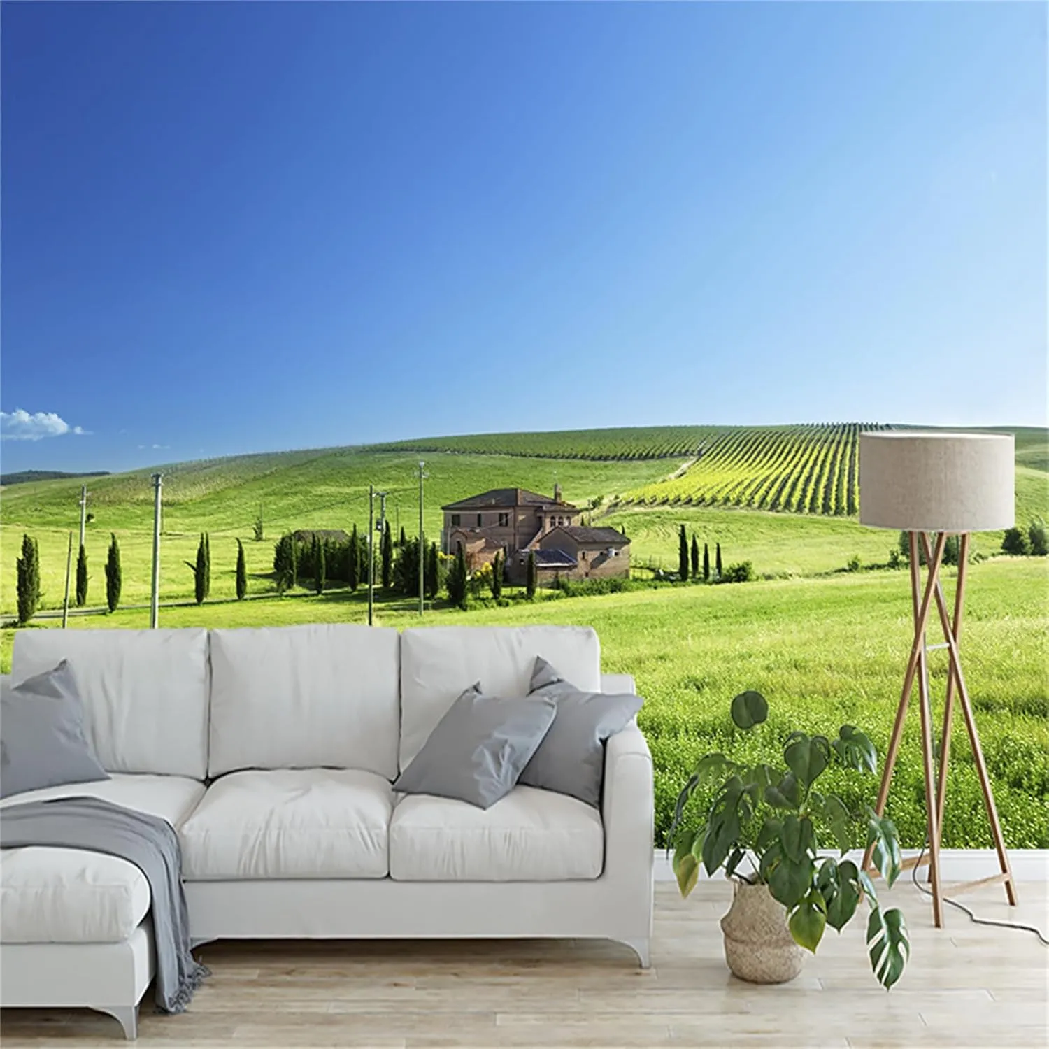 Green Grassland Highways and Trails Wall Murals, Custom Natural Landscape 3D Photo Mural Wallpaper, Wall Stickers Wrinkle Free Good Ductility Apply to Kitchen Dining Room59 x 39.4 in
