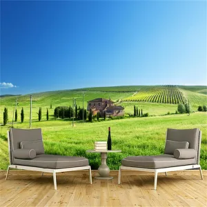 Green Grassland Highways and Trails Wall Murals, Custom Natural Landscape 3D Photo Mural Wallpaper, Wall Stickers Wrinkle Free Good Ductility Apply to Kitchen Dining Room59 x 39.4 in