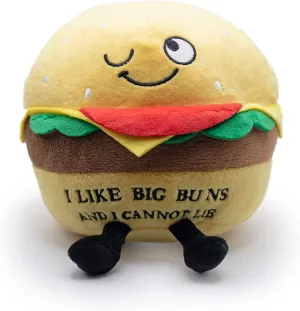Hamburger Plushie - I Like Big Buns and I Cannot Lie Funny Hamburger Plush, Gift for Grillers, Food Plush Toy for Gifting