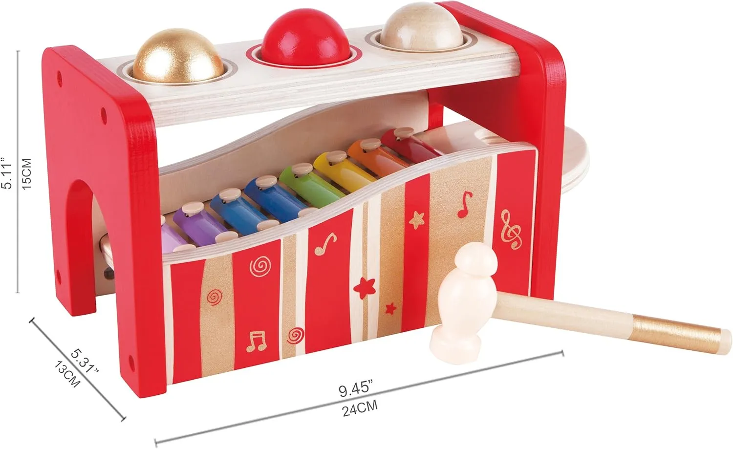 Hape Wooden Pound and Tap Bench with Slide Out Xylophone| Music Hammering Pounding Toys for Toddlers Age 1 Year Old and up, t 30th Anniversary - 2016 Limited Edition