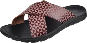 Harssidanzar Slide Sandals For Men,Summer Vintage Printing Sandals Slip on Quick-Dry Cross Slide Sandals KM238US