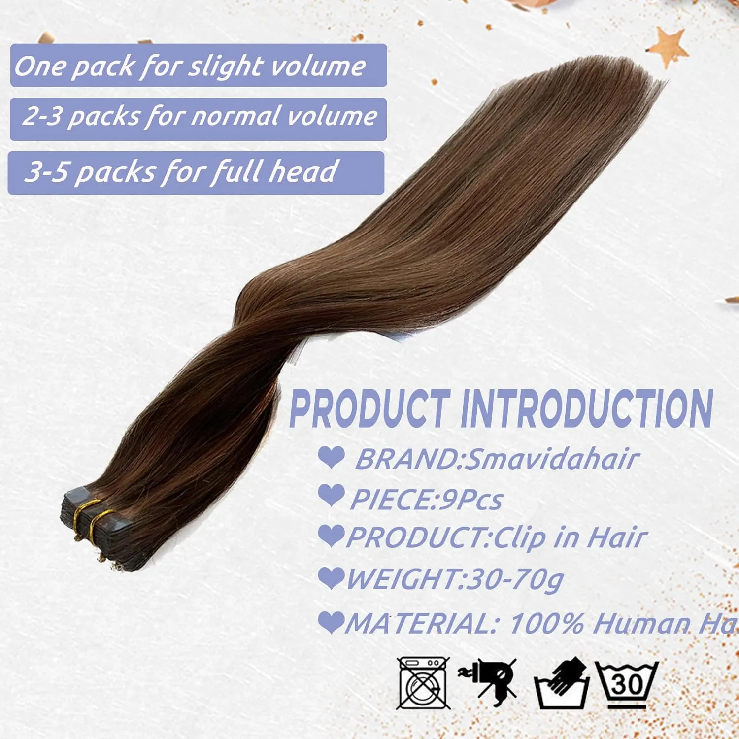 Highlighted Tape in Hair Extensions 22Inch Ombre Medium Brown with Medium Auburn Seamless Silky Straight Brown Highlights 100% Real Human Hair Tape ins Extensions 70Grams/20Pcs