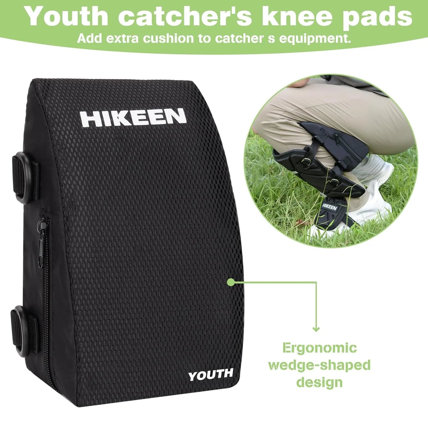 Hikeen Baseball Catcher Knee Supports Catcher Knee Pads for Baseball Softball with Removable Sponge Block Catchers Knee Wedge Catcher Knee Support Gear for Youth Kids