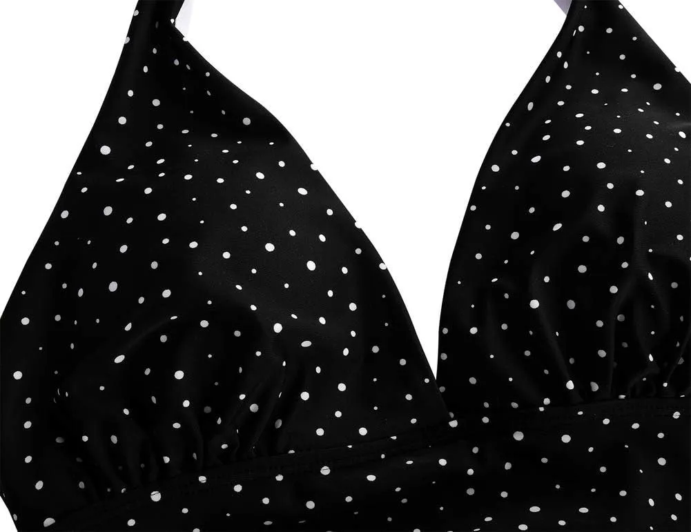 Hilor Women's Tummy Control Tankini Top Swimsuit Plunging V Neck Top Swimwear Halter Bathing Suits Swim Tops