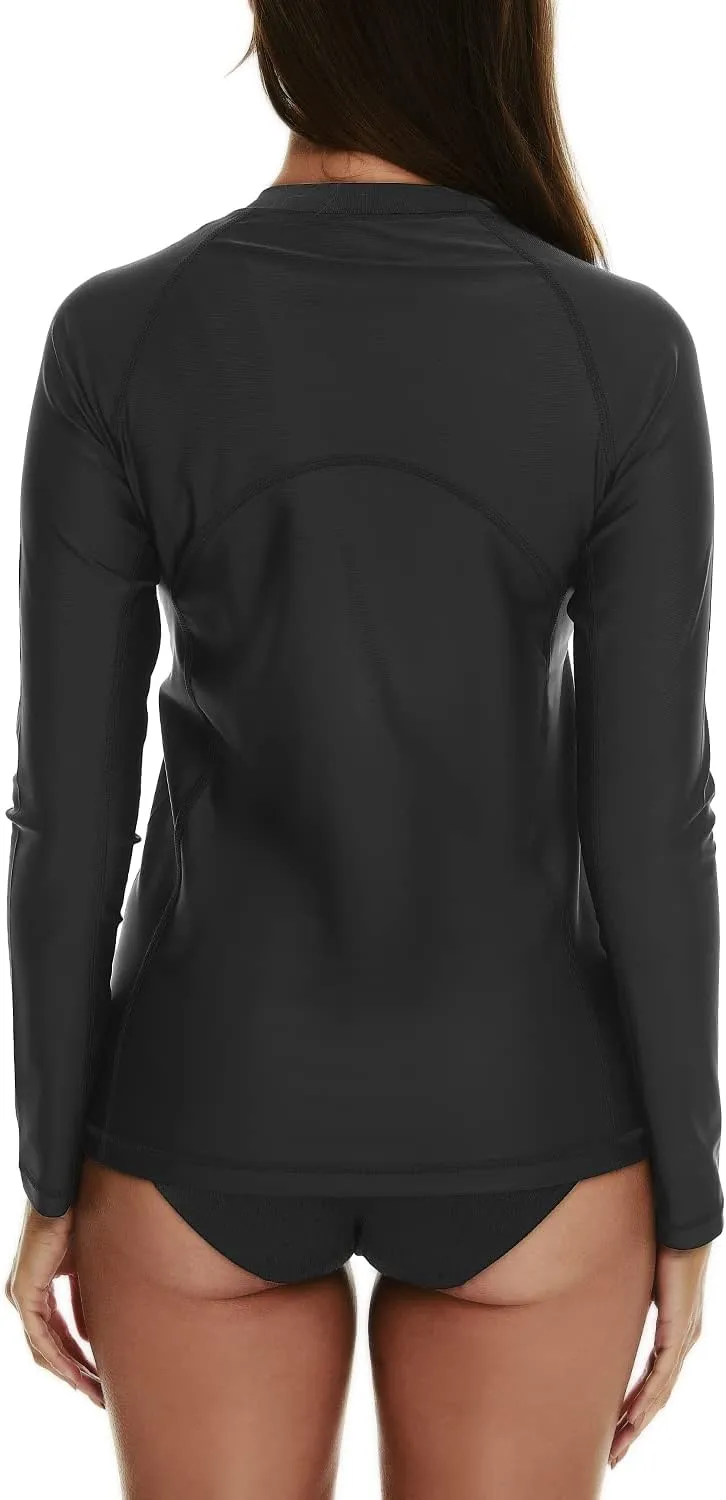 HODOSPORTS Women's Rashguard UPF 50  Swimsuit Zip Front Sun Protection Swim Shirt Long Sleeve S-5XL