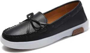HOOENG Flat Shoes for Women Vegan Leather Deck Shoes Lace Up 1-Eye Stitching Details Comfort Round Toe Resistant Hospital Slip on (Color : Beige, Size : 9.5)