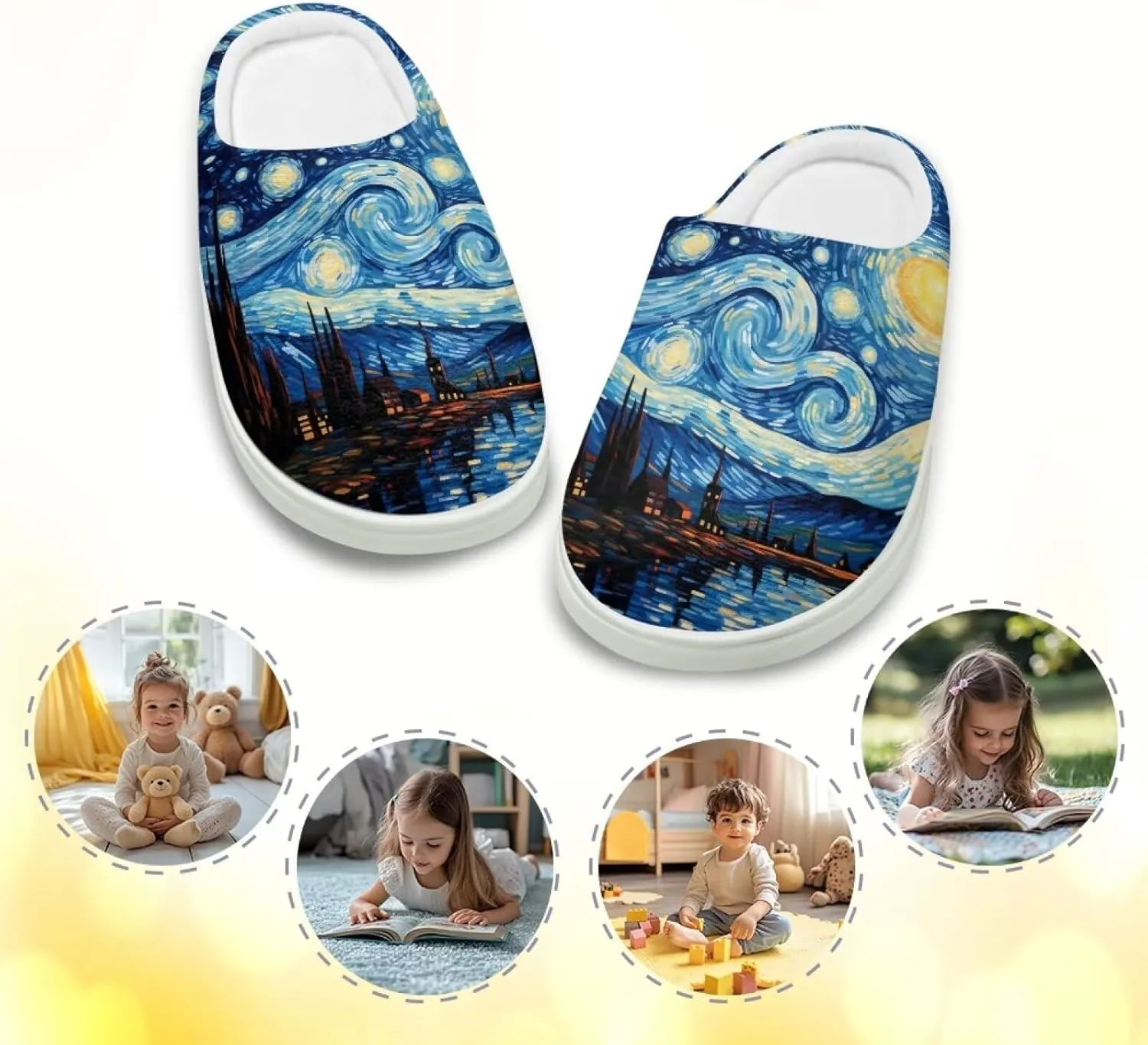 House Slippers for Kids Girls Fuzzy House Slippers House Shoes for Girls - White