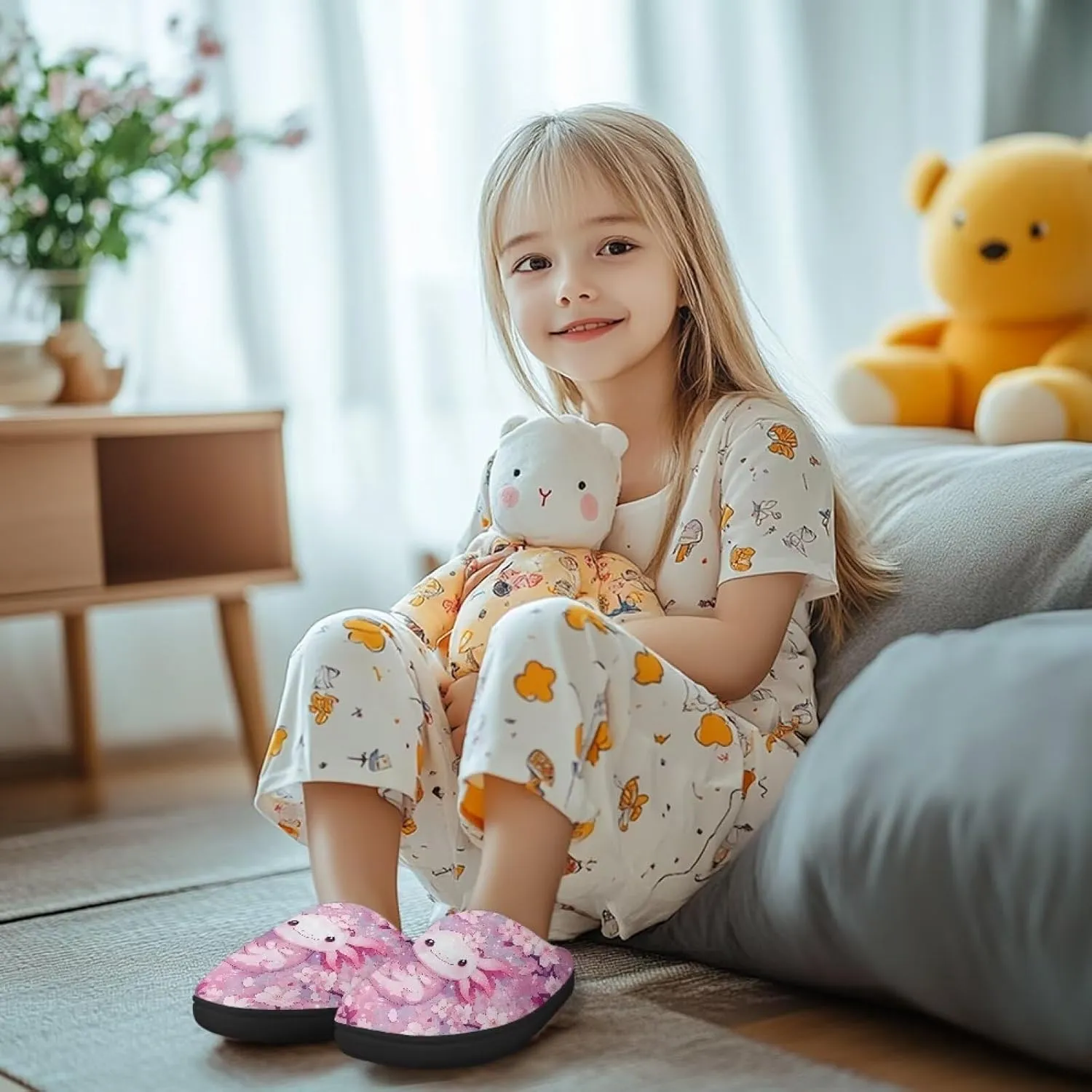 House Slippers for Kids Girls Fuzzy House Slippers Winter House Shoes